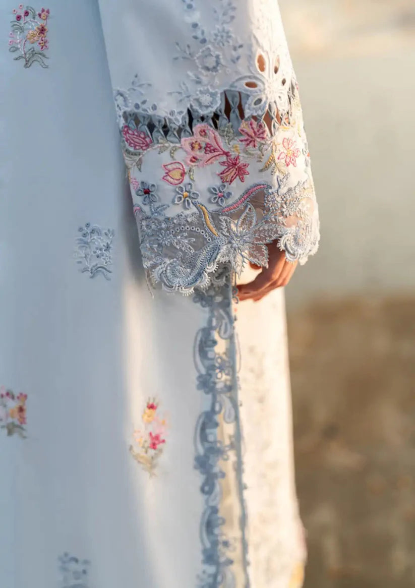 QALAMQAR - 3PC LAWN EMBROIDERED SHIRT WITH MONARK PRINTED DUPATTA AND TROUSER-W.J-1790