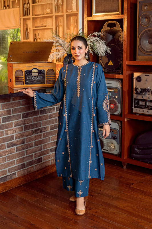 URGE-2PC DHANAK EMBROIDERED SHIRT AND EMBROIDRED SLEEVES-W.J-2032