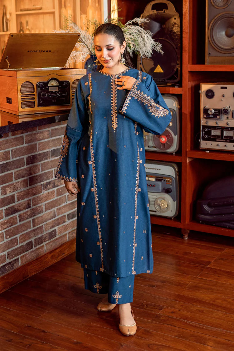URGE-2PC DHANAK EMBROIDERED SHIRT AND EMBROIDRED SLEEVES-W.J-2032