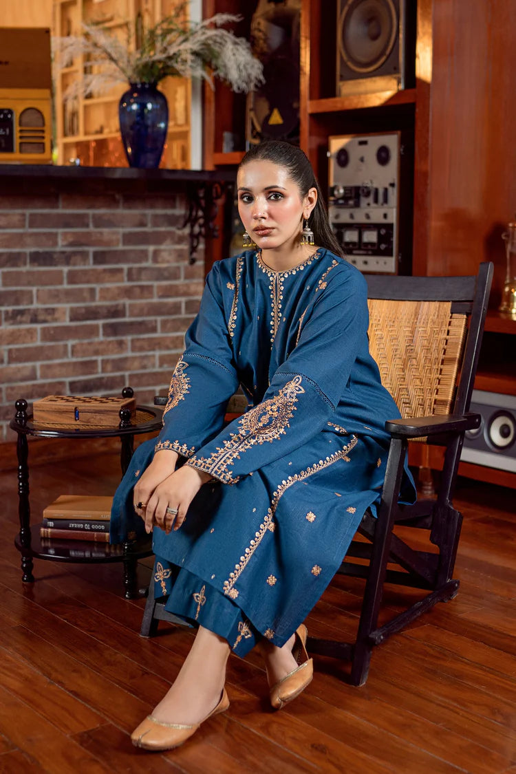 URGE-2PC DHANAK EMBROIDERED SHIRT AND EMBROIDRED SLEEVES-W.J-2032