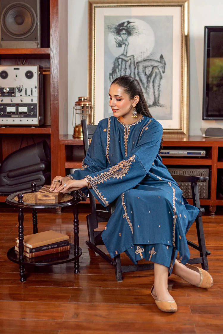 URGE-2PC DHANAK EMBROIDERED SHIRT AND EMBROIDRED SLEEVES-W.J-2032