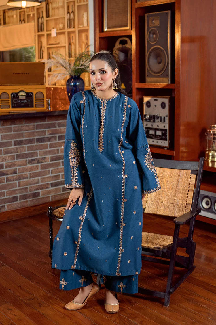 URGE-2PC DHANAK EMBROIDERED SHIRT AND EMBROIDRED SLEEVES-W.J-2032