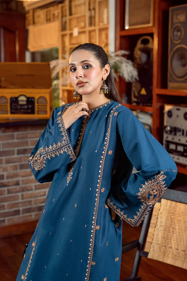 URGE-2PC DHANAK EMBROIDERED SHIRT AND EMBROIDRED SLEEVES-W.J-2032