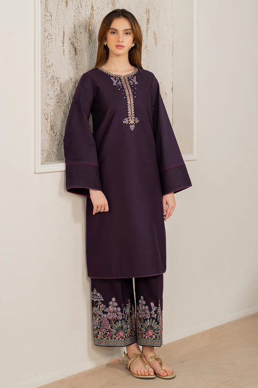 JAZMIN-2PC DHANAK EMBROIDERED SHIRT & EMBROIDERED TROUSER-W.J-1839