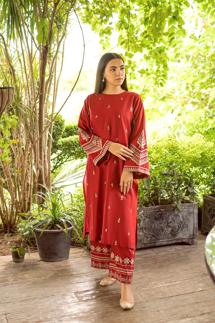 URGE-2PC DHANAK EMBROIDERED SHIRT AND EMBROIDRED TROUSER-W.J-2023