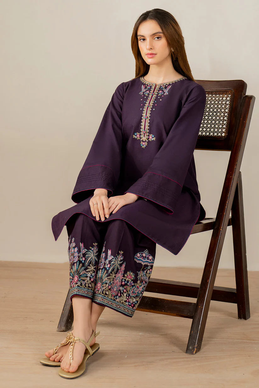 JAZMIN-2PC DHANAK EMBROIDERED SHIRT & EMBROIDERED TROUSER-W.J-1839