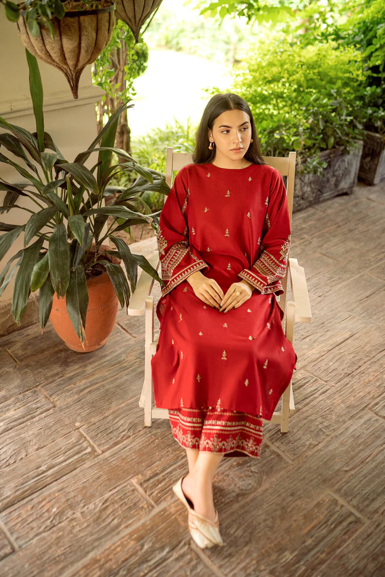 URGE-2PC DHANAK EMBROIDERED SHIRT AND EMBROIDRED TROUSER-W.J-2023