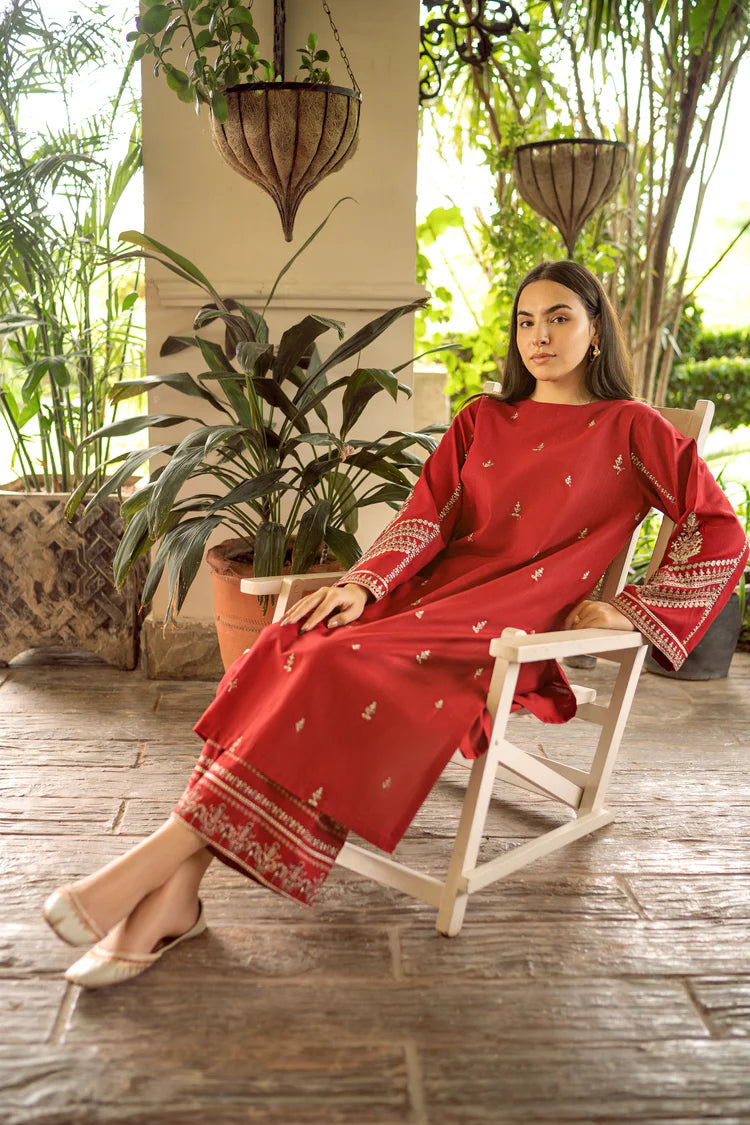 URGE-2PC DHANAK EMBROIDERED SHIRT AND EMBROIDRED TROUSER-W.J-2023