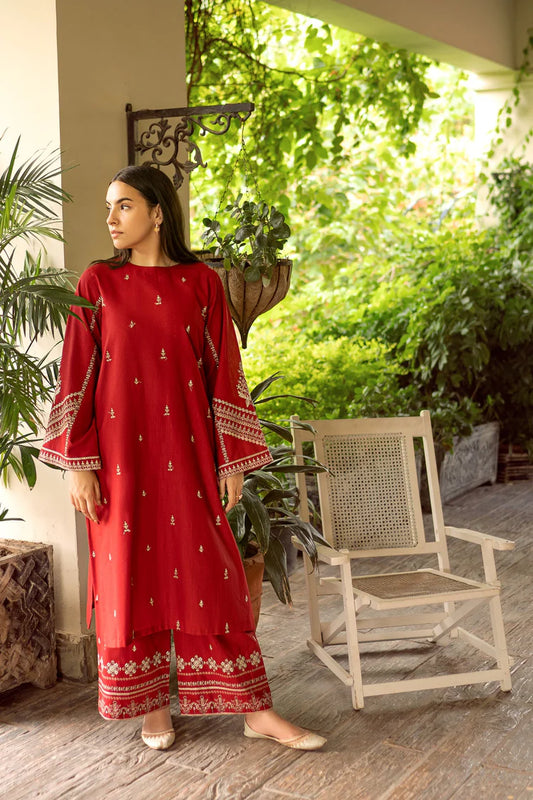 URGE-2PC DHANAK EMBROIDERED SHIRT AND EMBROIDRED TROUSER-W.J-2023