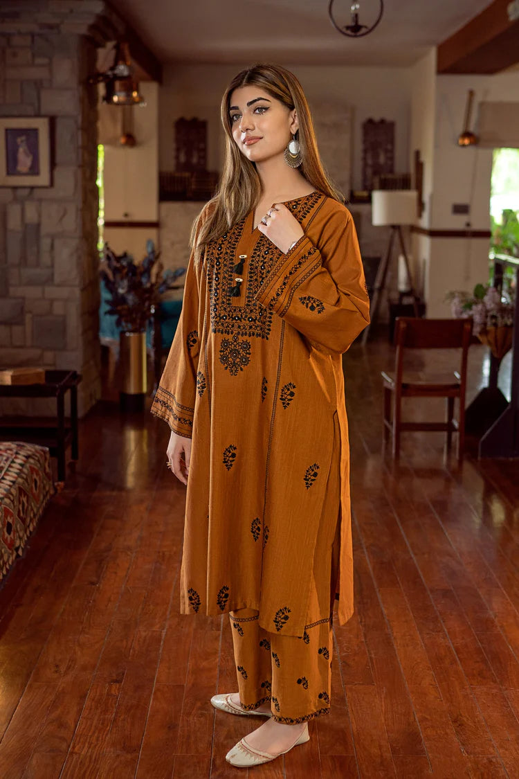URGE-2PC DHANAK EMBROIDERED SHIRT AND EMBROIDRED TROUSER-W.J-2034