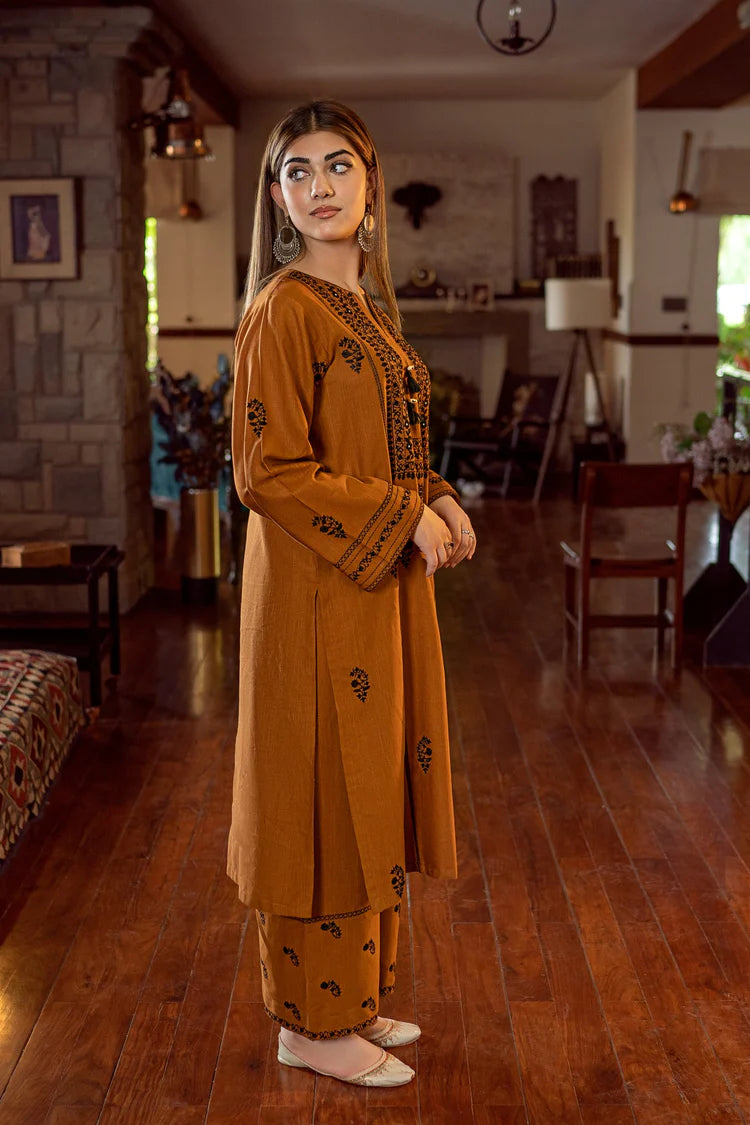 URGE-2PC DHANAK EMBROIDERED SHIRT AND EMBROIDRED TROUSER-W.J-2034