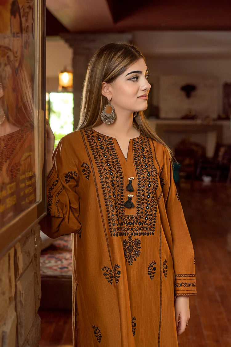 URGE-2PC DHANAK EMBROIDERED SHIRT AND EMBROIDRED TROUSER-W.J-2034