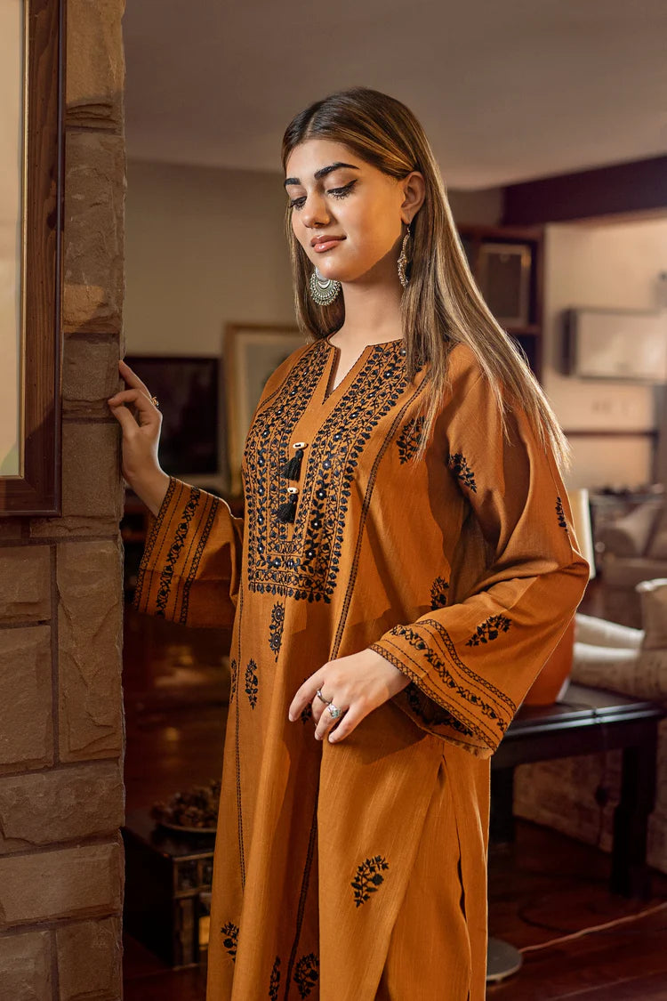 URGE-2PC DHANAK EMBROIDERED SHIRT AND EMBROIDRED TROUSER-W.J-2034