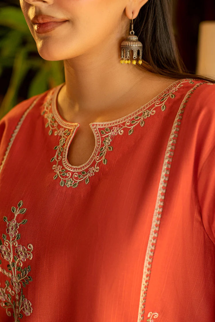URGE-2PC DHANAK EMBROIDERED SHIRT AND EMBROIDRED SLEEVES-W.J-2041