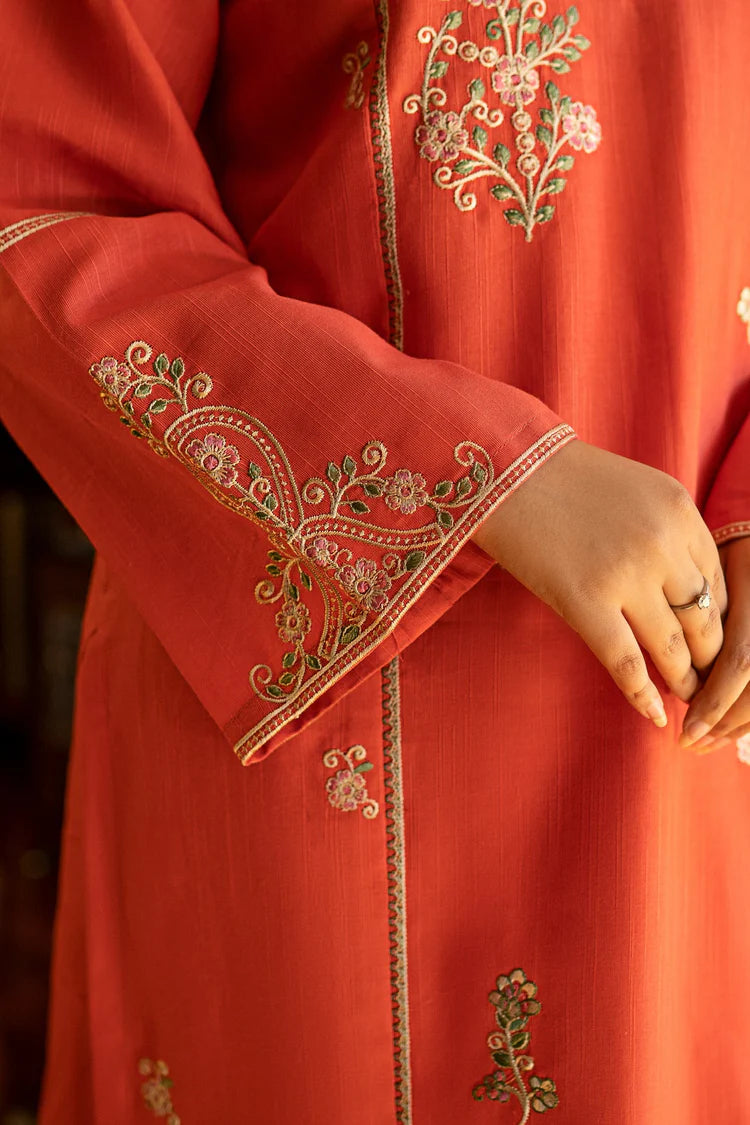URGE-2PC DHANAK EMBROIDERED SHIRT AND EMBROIDRED SLEEVES-W.J-2041