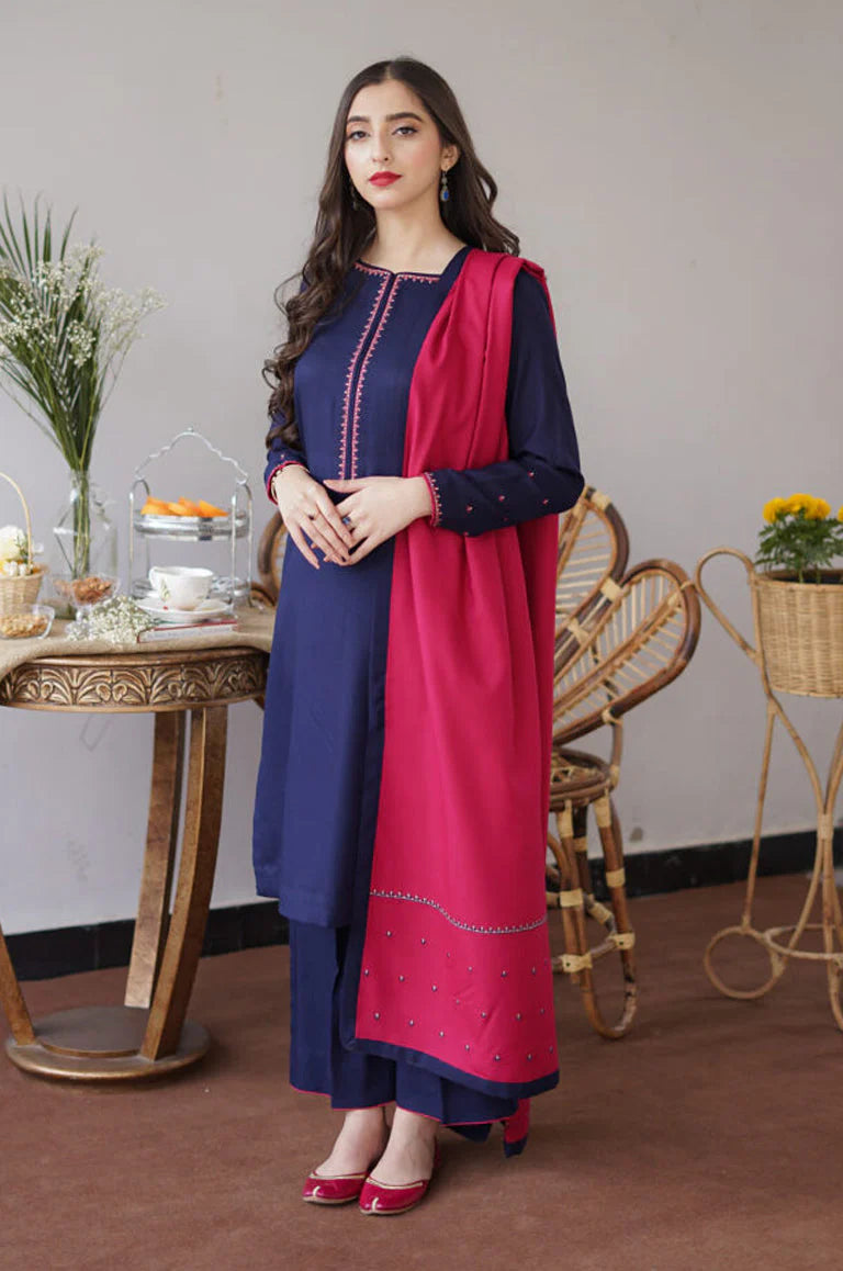 AISLING 3PC DHANAK EMBROIDERED WITH DHANAK EMBROIDERED SHAWL-W.J-1202