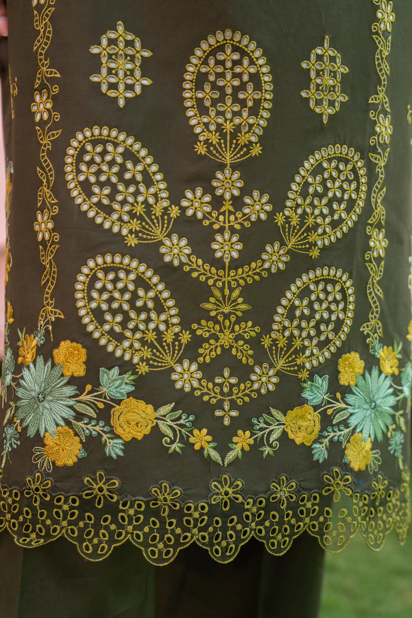 MIRAKHI - 3PC LAWN EMBROIDERED SHIRT WITH CHIFFON PRINTED DUPATTA AND TROUSER -W.J-1766