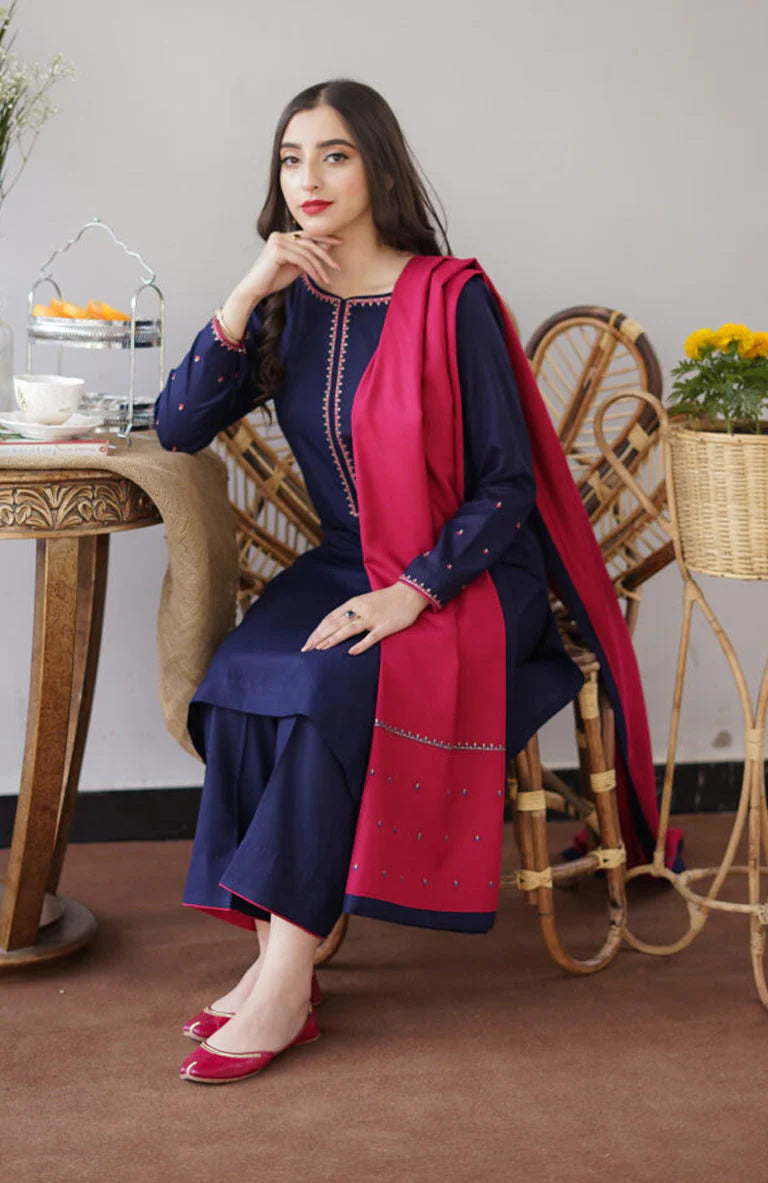 AISLING 3PC DHANAK EMBROIDERED WITH DHANAK EMBROIDERED SHAWL-W.J-1202