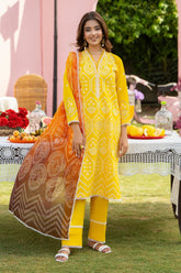 MIRAKHI - 3PC LAWN EMBROIDERED SHIRT WITH CHIFFON PRINTED DUPATTA AND TROUSER -W.J-0144