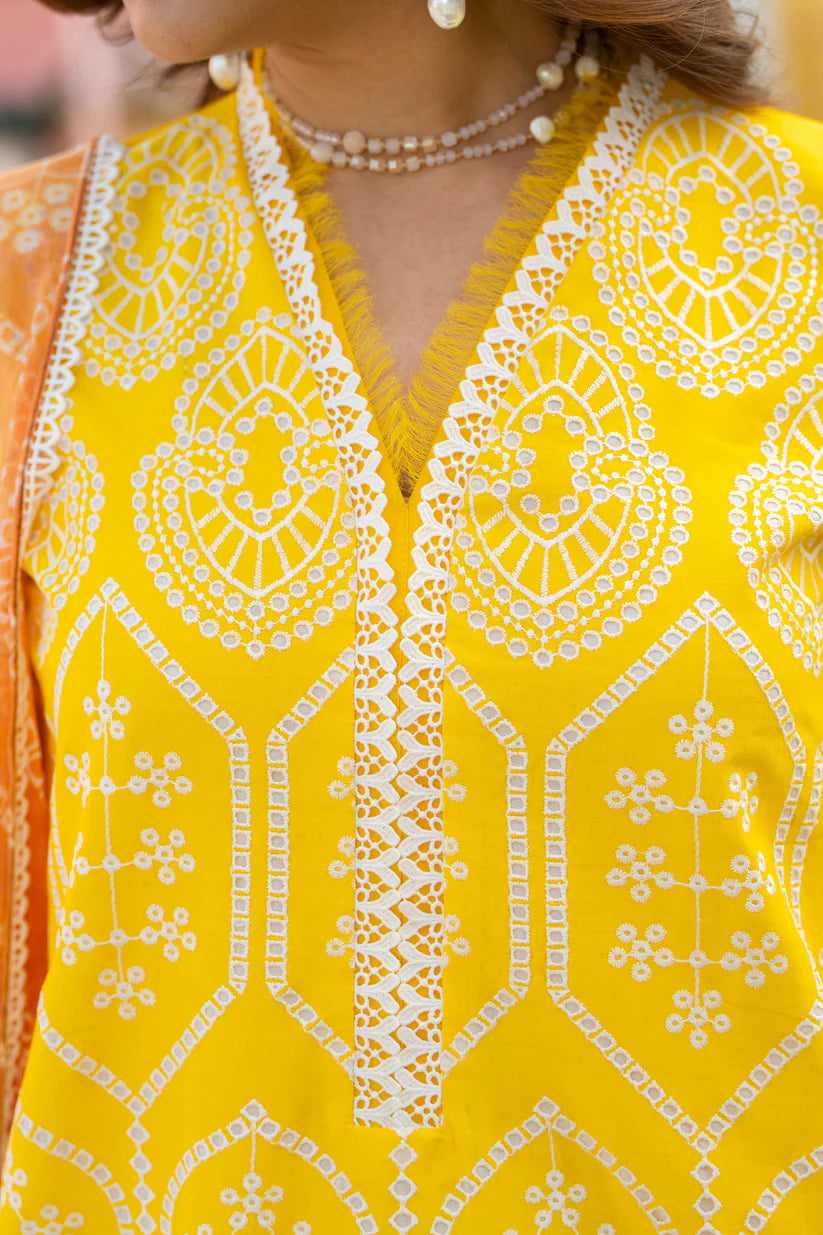 MIRAKHI - 3PC LAWN EMBROIDERED SHIRT WITH CHIFFON PRINTED DUPATTA AND TROUSER -W.J-1768