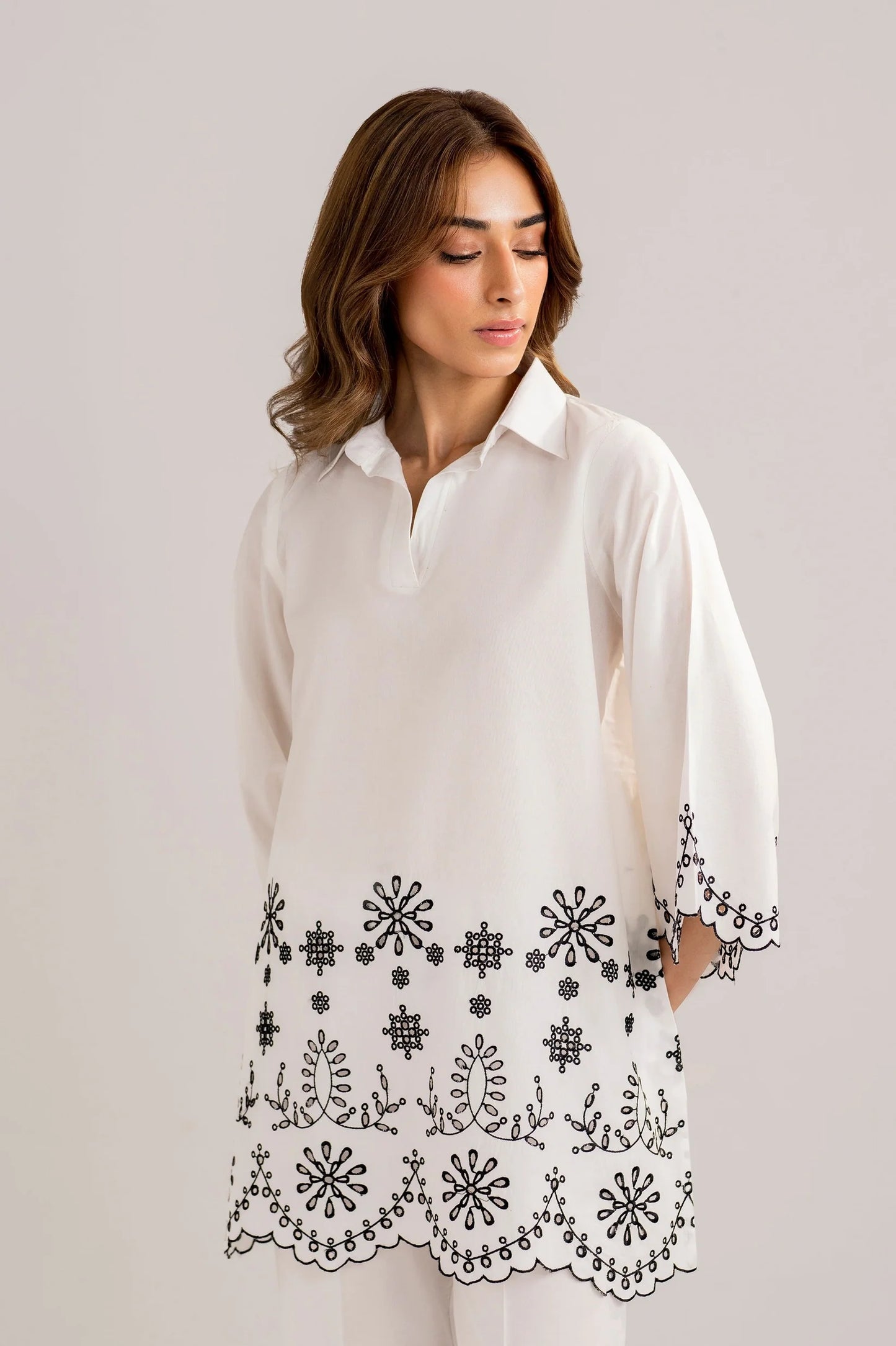 HANA-2PC DHANAK EMBROIDERED SHIRT WITH DHANAK EMBROIDERED TROUSER-W.J-1097