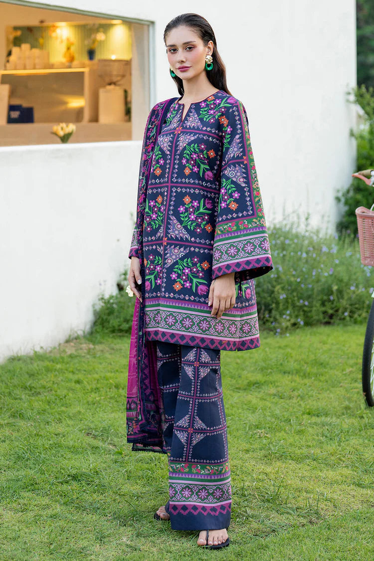 JAZMIN-3PC KHADDAR PRINTED SHIRT WITH KHADDAR PRINTED DUPATTA AND PRINTED TROUSER-W.J-1970