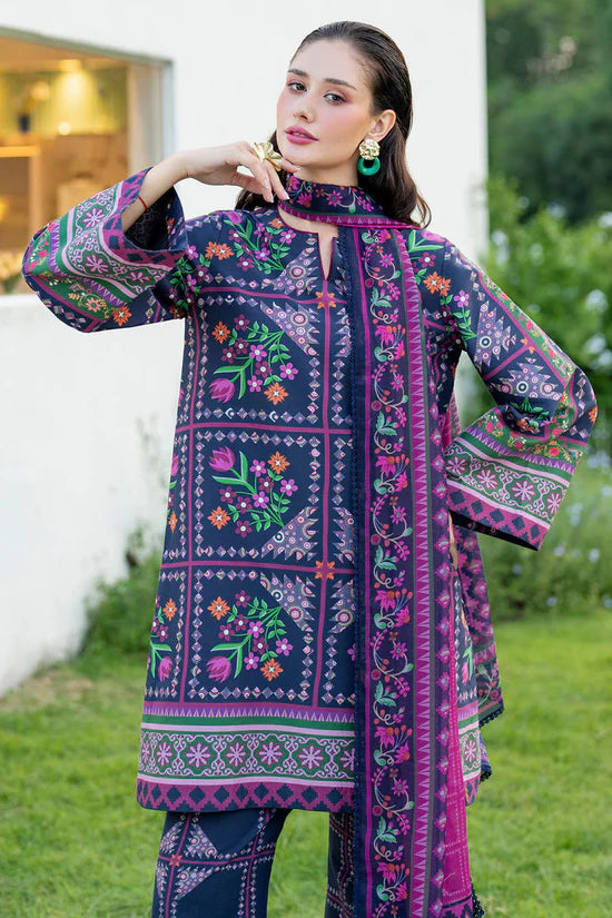 JAZMIN-3PC KHADDAR PRINTED SHIRT WITH KHADDAR PRINTED DUPATTA AND PRINTED TROUSER-W.J-1970