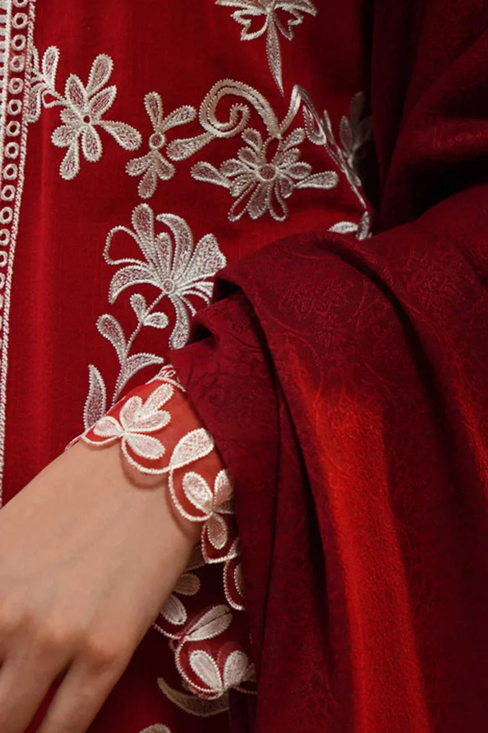 NATASHA KAMAL - 3PC DHANAK EMBROIDERED SHIRT WITH PRINTED WOOL PRINT SHAWL AND TROUSER-W.J-1801