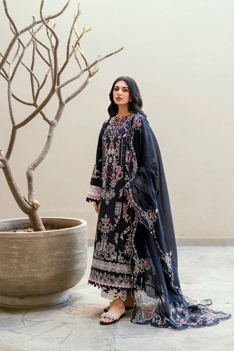 FLORENT-3PC DHANAK EMBROIDERED SHIRT WITH CHIFFON EMBROIDERED DUPATTA & TROUSER-W.J-1916