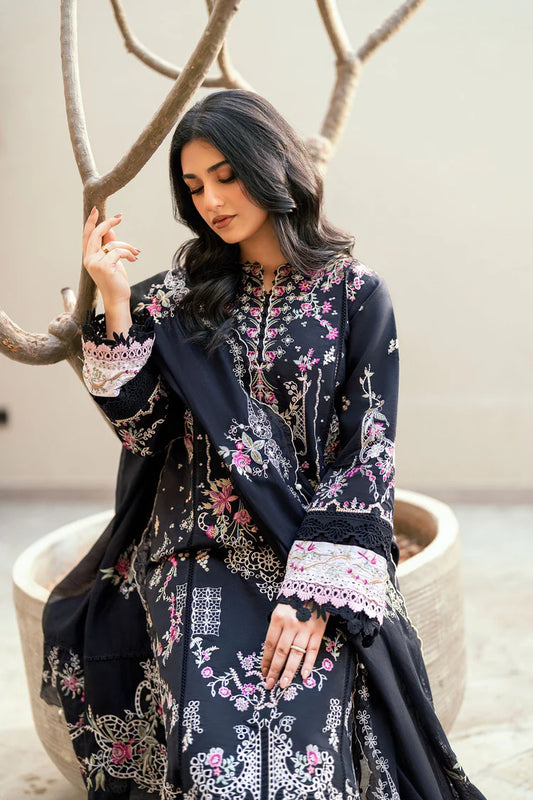 FLORENT-3PC DHANAK EMBROIDERED SHIRT WITH CHIFFON EMBROIDERED DUPATTA & TROUSER-W.J-1916