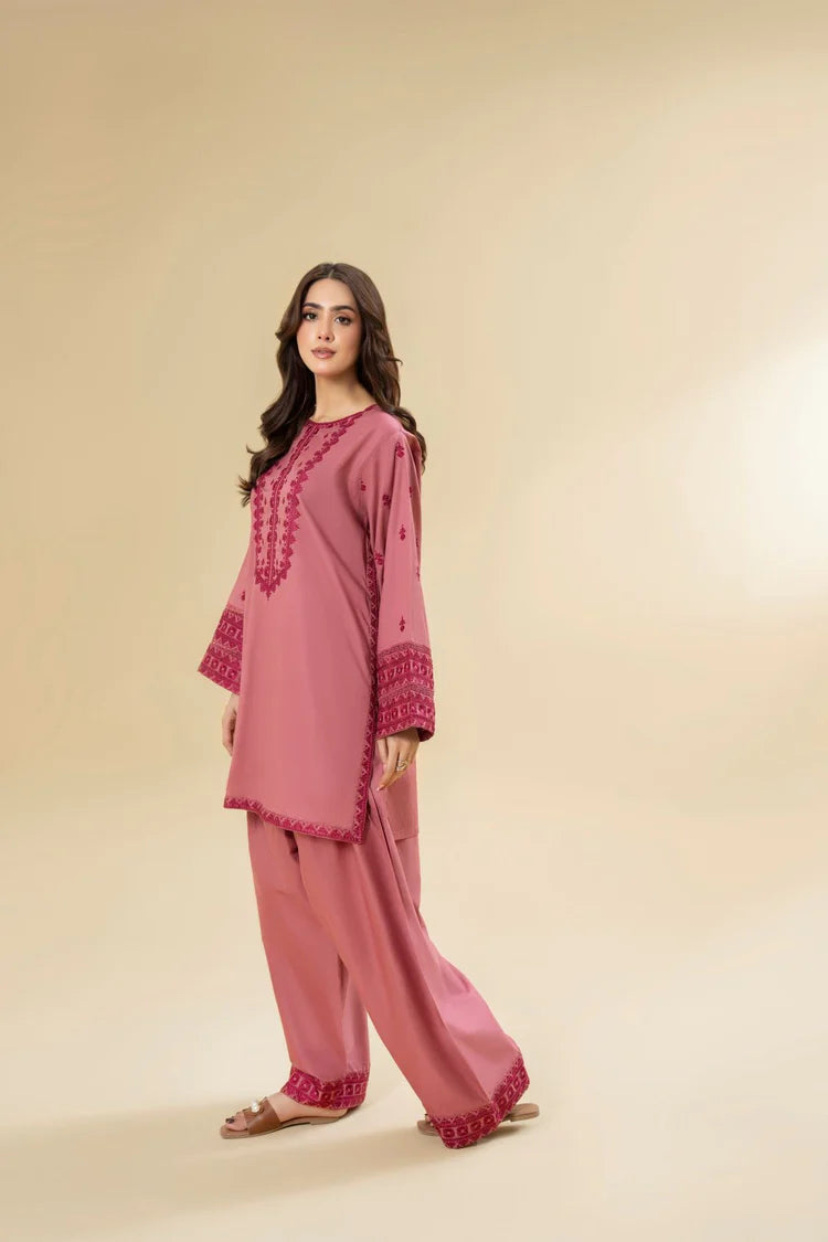 LAZULI-2PC KHADDAR EMBROIDRED SHIRT WITH KHADDAR EMB TROUSER-W.J-2001