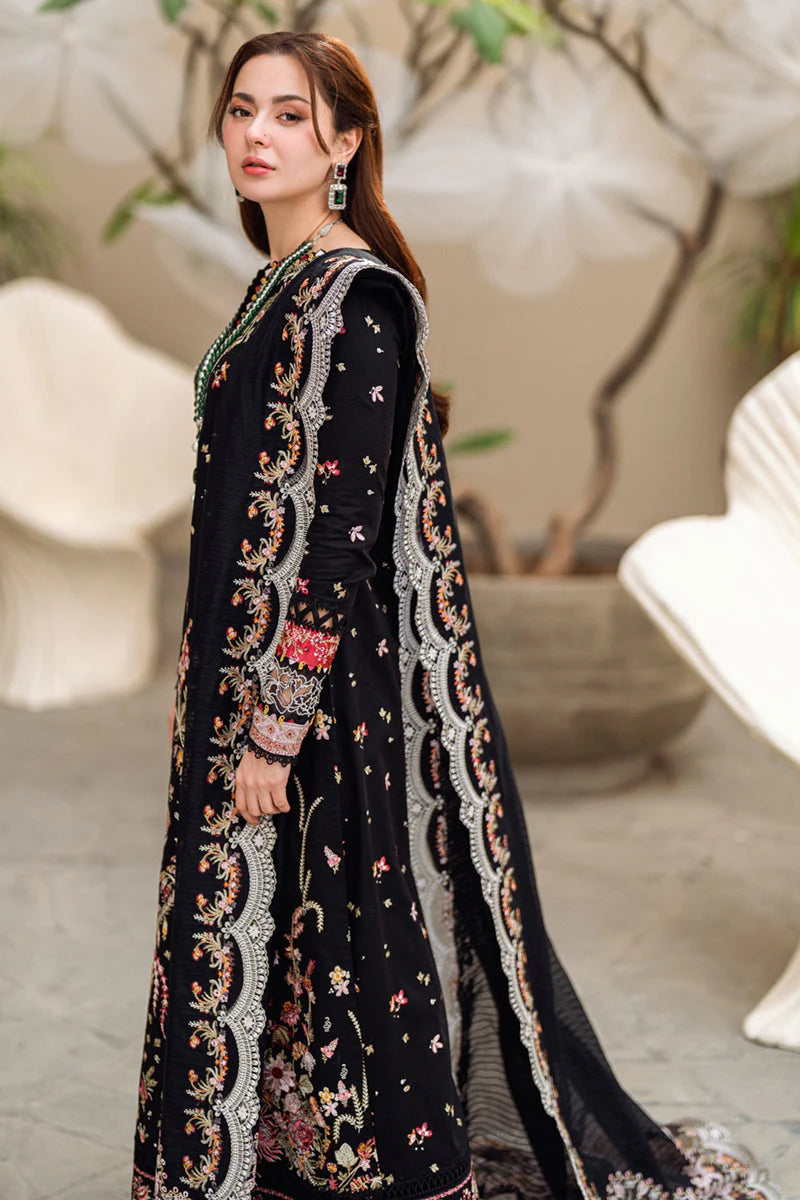QALAMQAR-3PC DHANAK EMBROIDERED SHIRT WITH DHANAK HEAVY EMBROIDERED SHAWL-W.J-1955