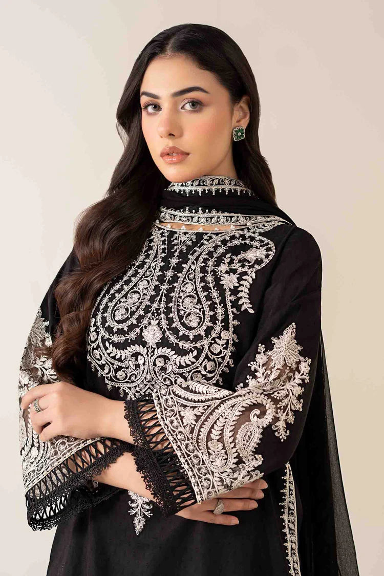 MARIA.B-3PC DHANAK EMBROIDERED SHIRT WITH BAMBER CHIFFON EMBROIDERED DUPATTA & TROUSER-WJ-1932