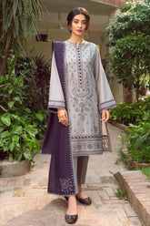 JAZMIN -3PC DHANAK EMBROIDERED SHIRT WITH MONARK EMBROIDERD DUPATTA & TROUSER-W.J-1134