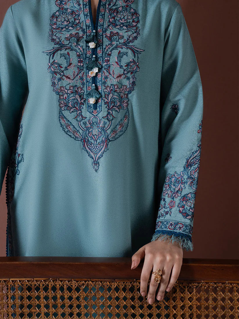 ASIM JOFA-3PC DHANAK EMBROIDERED SHIRT WITH DHANAK EMBROIDERED SHAWL & TROUSER-W.J-1837