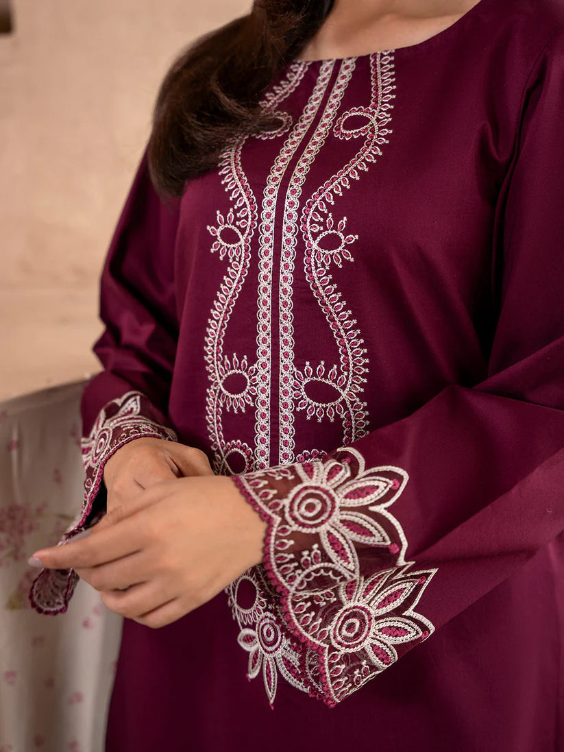 IZEL-2PC DHANAK EMBROIDERED SHIRT WITH DHANAK TROUSER-W.J-1783