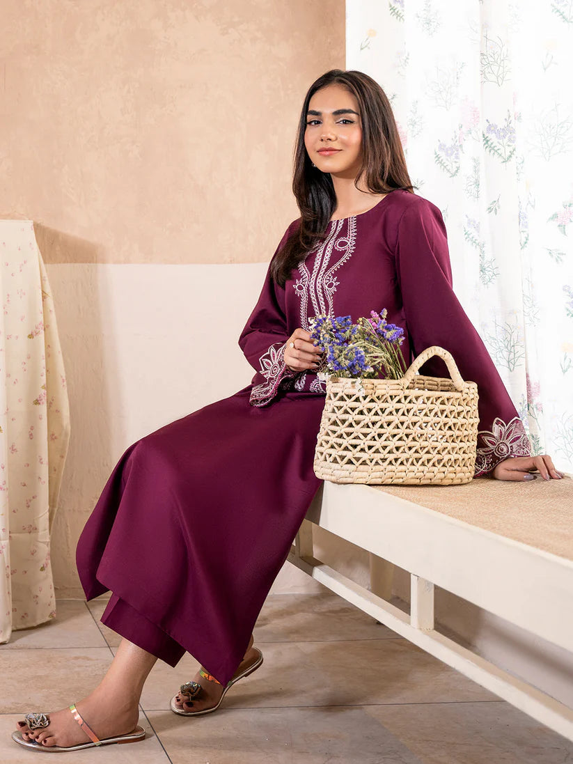 IZEL-2PC DHANAK EMBROIDERED SHIRT WITH DHANAK TROUSER-W.J-1783