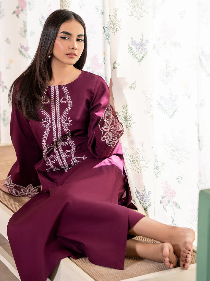 IZEL-2PC DHANAK EMBROIDERED SHIRT WITH DHANAK TROUSER-W.J-1783