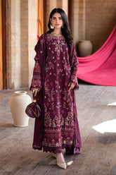 FLORENT-3PC DHANAK EMBROIDERED SHIRT WITH DHANAK EMBROIDERED SHAWL AND TROUSER-W.J-5046