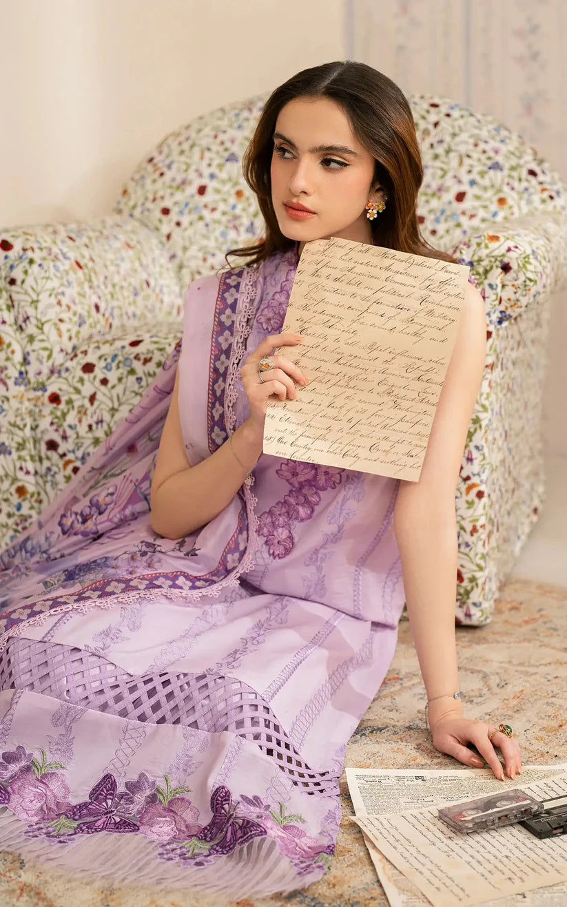 ASIFA NABEEL-3PC LAWN EMBROIDERED SHIRT WITH MONARK PRINTED DUPATTA AND TROUSER-W.J-1716