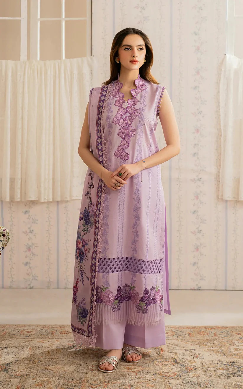 ASIFA NABEEL-3PC LAWN EMBROIDERED SHIRT WITH MONARK PRINTED DUPATTA AND TROUSER-W.J-1716