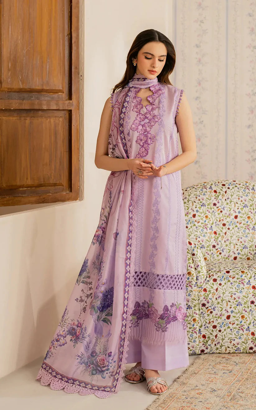 ASIFA NABEEL-3PC LAWN EMBROIDERED SHIRT WITH MONARK PRINTED DUPATTA AND TROUSER-W.J-1716