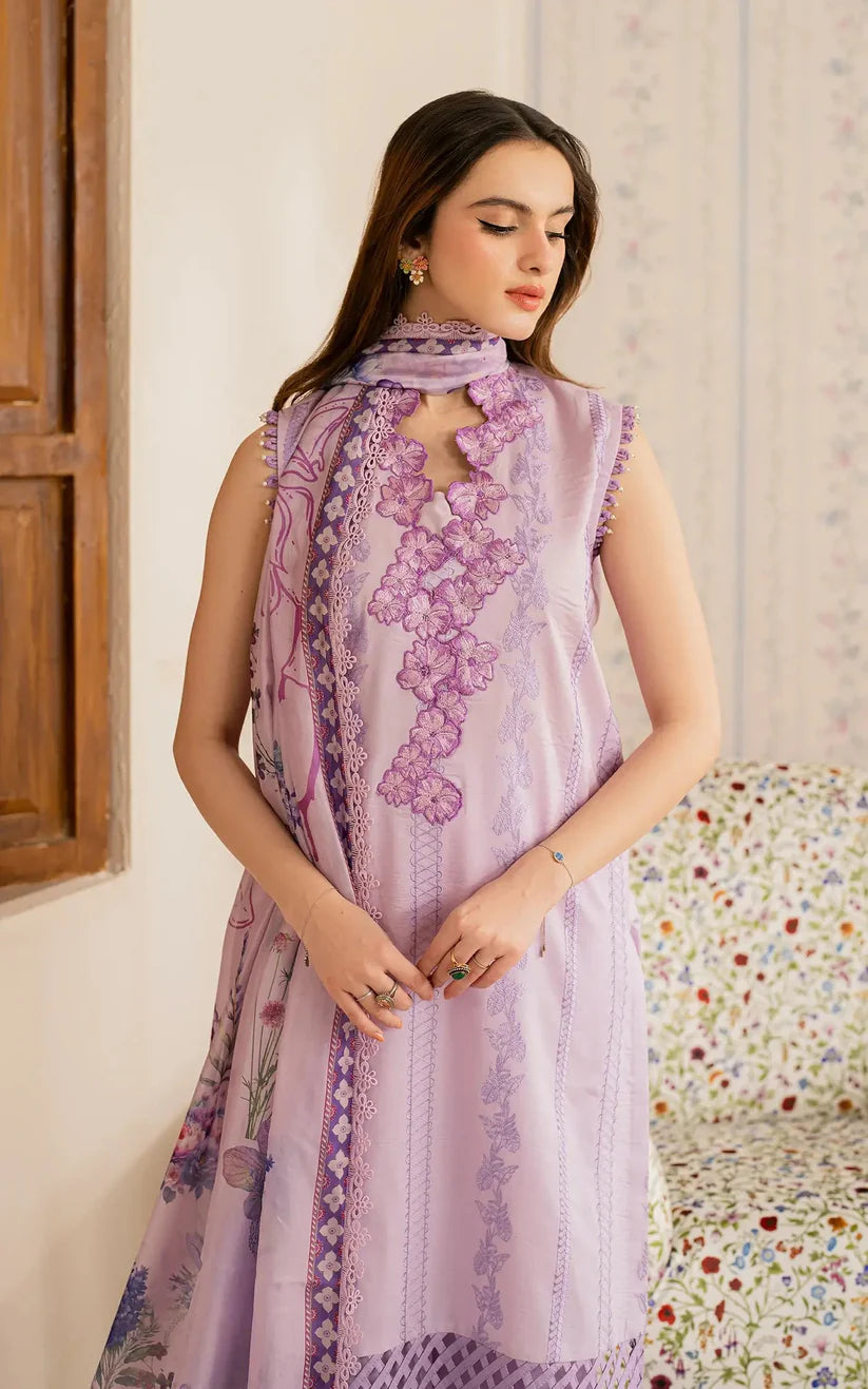 ASIFA NABEEL-3PC LAWN EMBROIDERED SHIRT WITH MONARK PRINTED DUPATTA AND TROUSER-W.J-1716