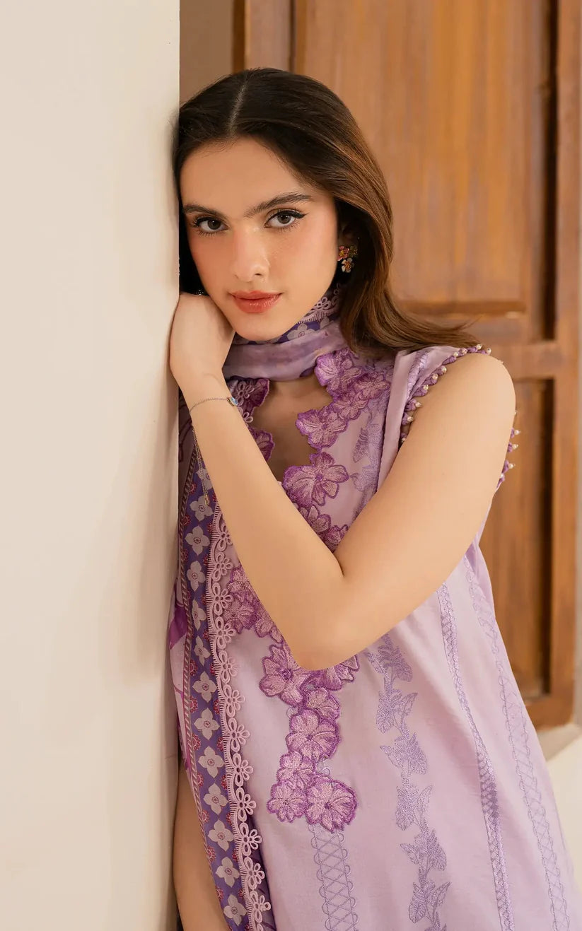 ASIFA NABEEL-3PC LAWN EMBROIDERED SHIRT WITH MONARK PRINTED DUPATTA AND TROUSER-W.J-1716