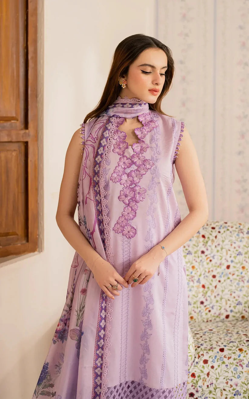 ASIFA NABEEL-3PC LAWN EMBROIDERED SHIRT WITH MONARK PRINTED DUPATTA AND TROUSER-W.J-1716