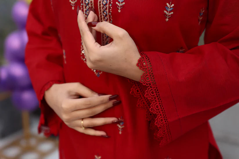WearJora-3PC KHADDAR CUTWORK EMBROIDERED SHIRT WITH KASHMIRI JACQUARD WOOL SHAWL-W.J-1353