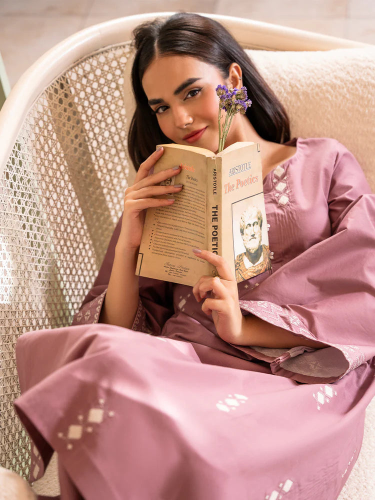 IZEL-2PC DHANAK EMBROIDERED SHIRT WITH DHANAK EMBROIDERED TROUSER-W.J-1990