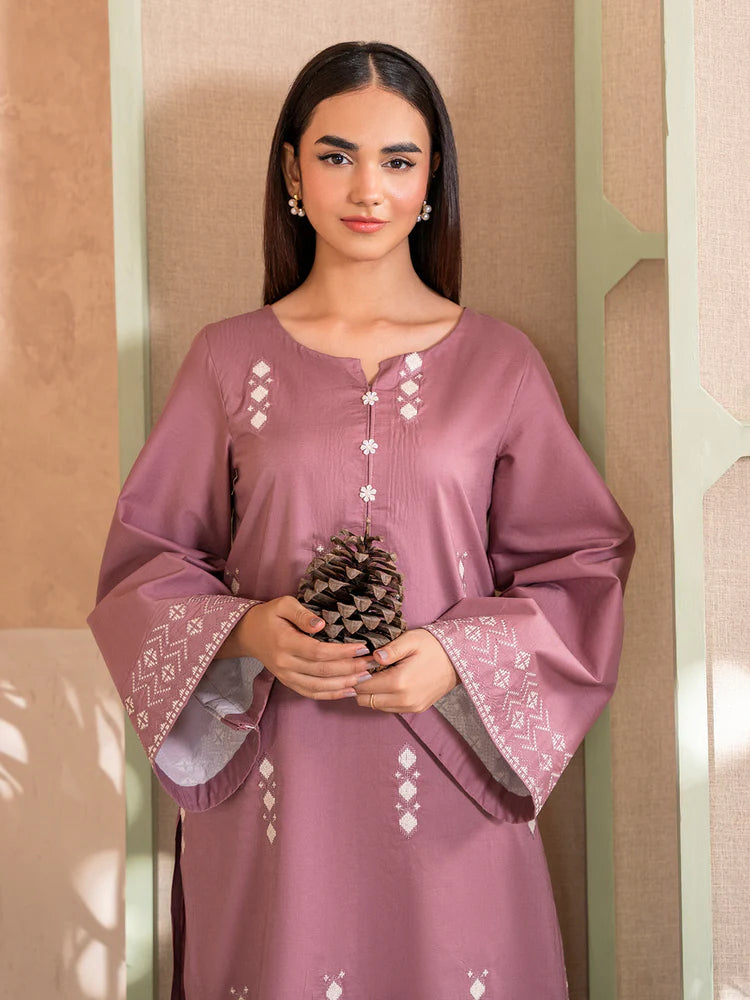 IZEL-2PC DHANAK EMBROIDERED SHIRT WITH DHANAK EMBROIDERED TROUSER-W.J-1990