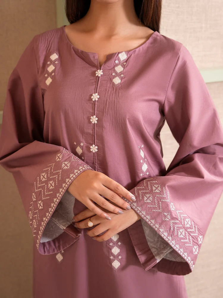 IZEL-2PC DHANAK EMBROIDERED SHIRT WITH DHANAK EMBROIDERED TROUSER-W.J-1990