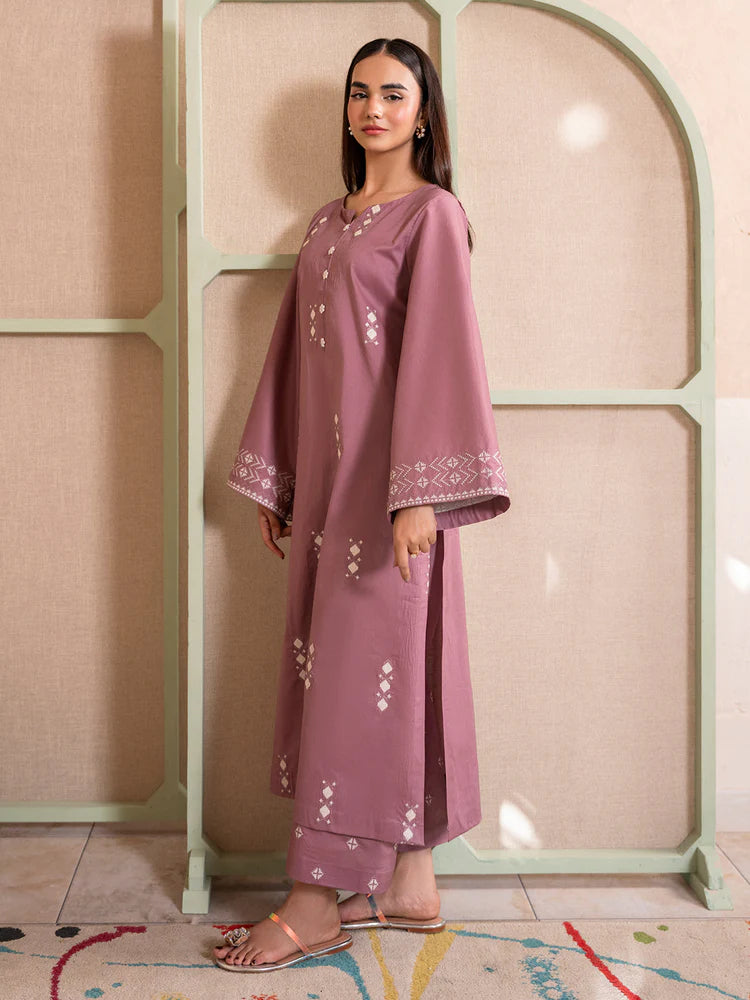 IZEL-2PC DHANAK EMBROIDERED SHIRT WITH DHANAK EMBROIDERED TROUSER-W.J-1990